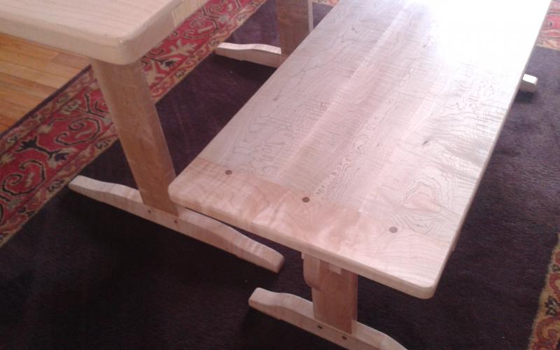 Curly maple trestle table
