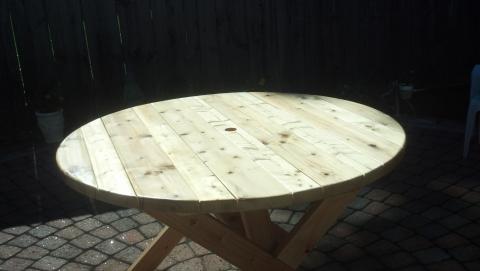 Top of round picnic table