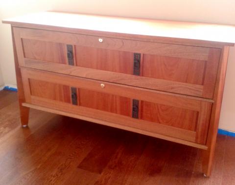 Office credenza file cabinet made of African Mahogany