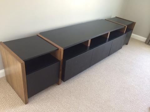 Entertainment console constructed of quarter sawn white oak