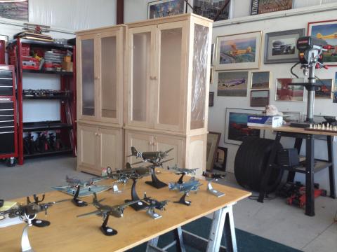 Model aircraft display case awaiting placement of the model aircraft