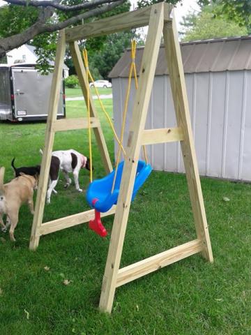 Swing set frame with baby swing