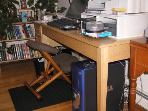 Birds Eye Maple Desk in use