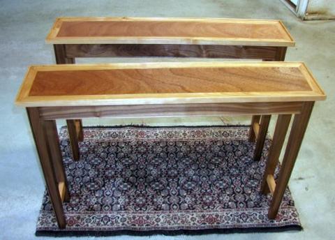 End Tables Red Birch with Mahogany and Walnut