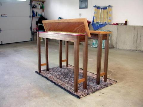 End Tables Red Birch with Mahogany and Walnut open