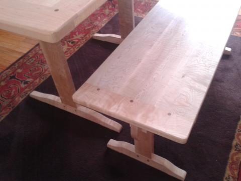 Curly maple trestle table