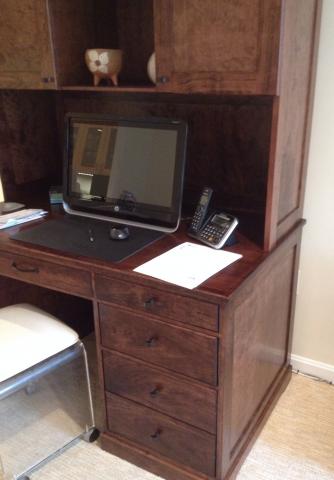 Close up view of cherry computer desk