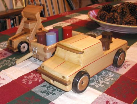 two toy trucks